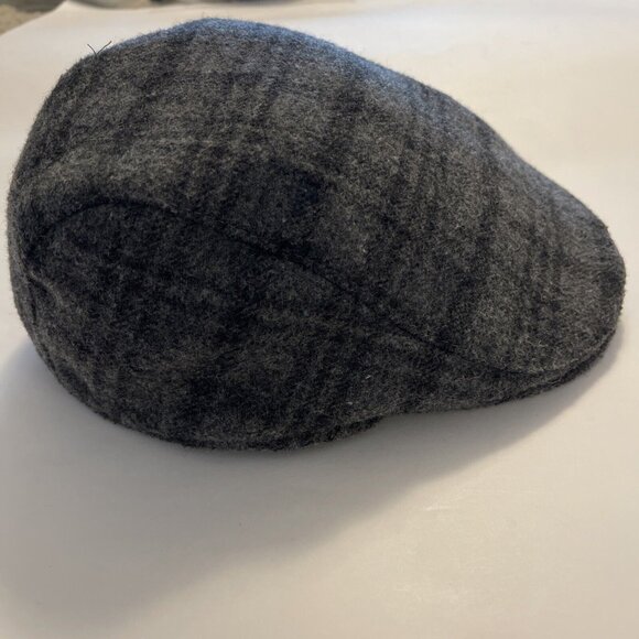 Stetson Newsboy‎ Cap With Ear Covers Mens Small Medium Gray Plaid Wool Blend - Picture 1 of 16